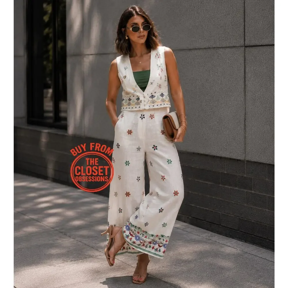 ZARA Co-Ord Set Sleeveless Vest Wide Leg Pants NWT Rare